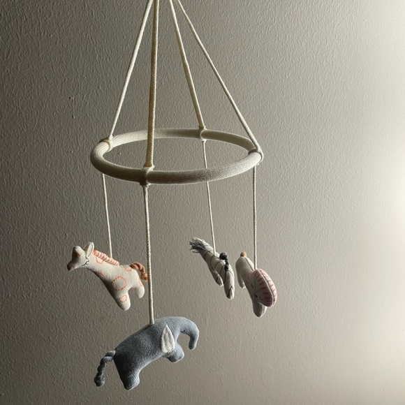 MeriMeri Cream and Blue Baby Mobile with Animal Figures - Picture 1 of 6